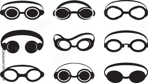 Swimming Goggles Collection Swim Eyewear Set for Aquatic Sport and Recreation