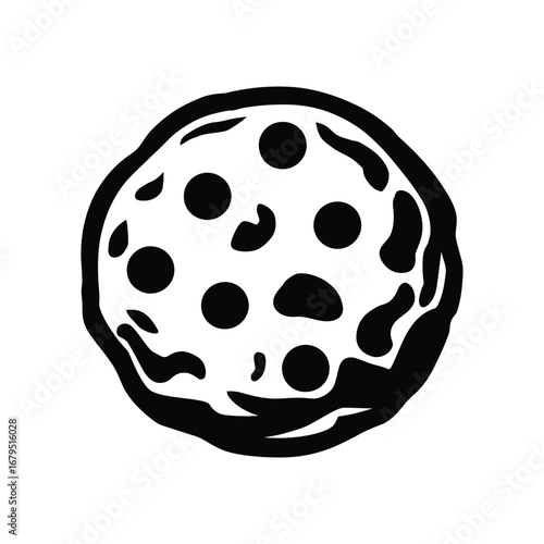 Chocolate Chip Biscuit Icon in Black Silhouette Style Illustration