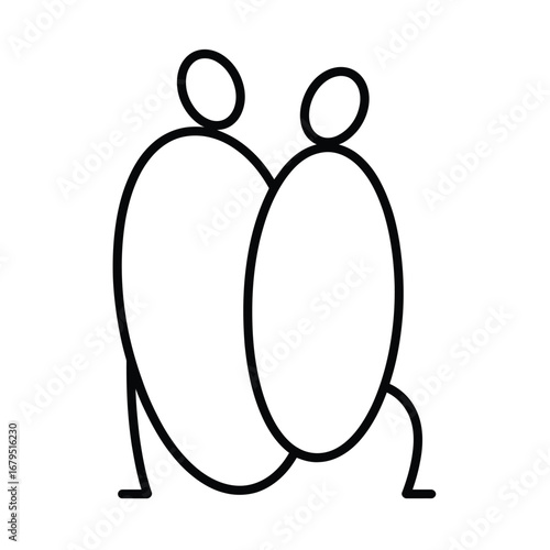 Two figures embracing black white