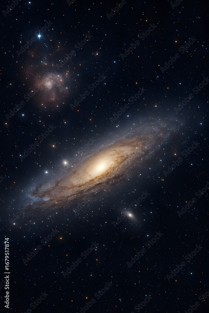 Fototapeta premium Andromeda Galaxy Space Photography with Stars and Nebula