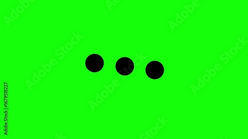 3 dots loading bar animation looping progress Indicator Icon on green background showing minimal motion loading effect.