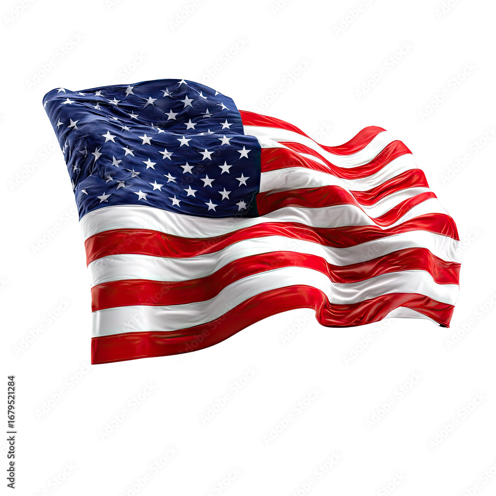 Fototapeta premium United States flag waving, stars and stripes, patriotic display