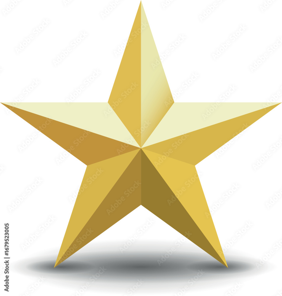 Obraz premium Gold star. Golden Christmas star isolated on white background. Nice illustration of a 3d look Gold star on white background. Star vector collection.