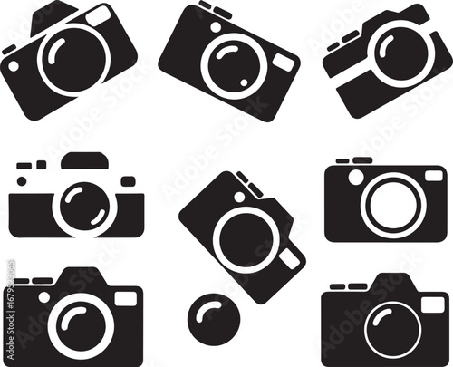 Camera Vector Silhouettes Photographic Equipment for Visual Media Projects