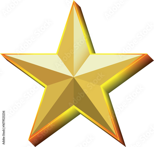 Gold star. Golden Christmas star isolated on white background. Nice illustration of a 3d look Gold star on white background. Star vector collection.