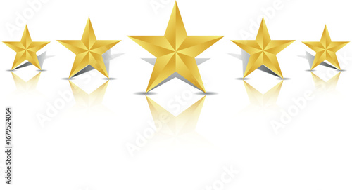 Gold star. Golden Christmas star isolated on white background. Nice illustration of a 3d look Gold star on white background. Star vector collection.