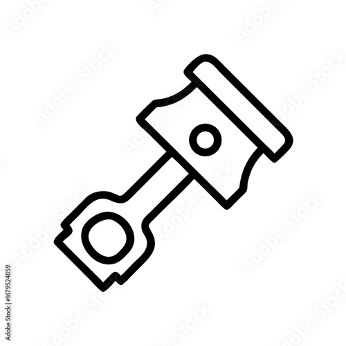 Engine piston outline icon in black - Black and white outline illustration of an engine piston, representing automotive mechanics, car repair, machinery, and mechanical engineering.
