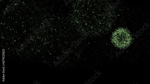 Green fireworks animation on transparent background alpha channel