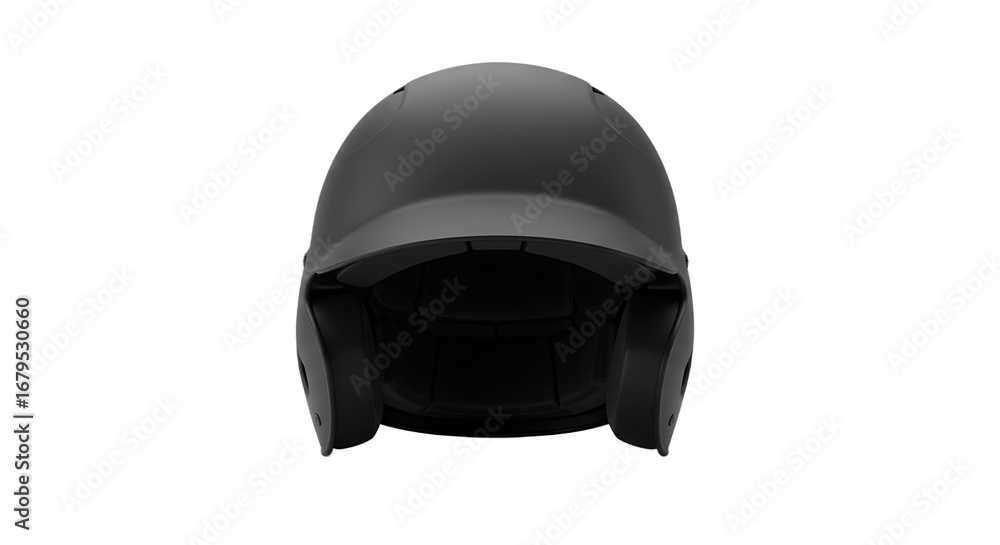 Fototapeta premium Black Baseball Batting Helmet Front View for Sports Protection, Transparent Background