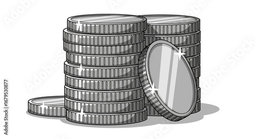 A stack of silver coins, symbolizing wealth and finance.