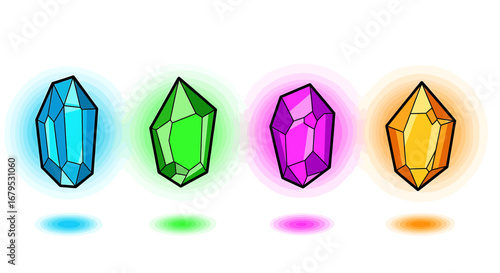 Four vibrant gems radiating with energy.
