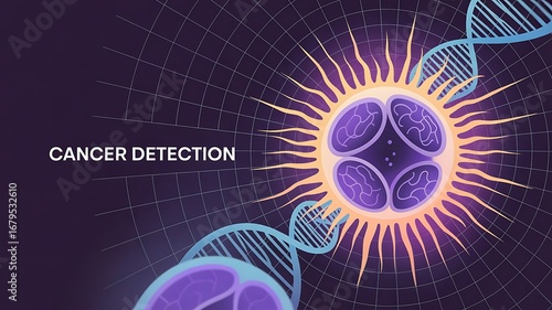 Cancer detection and screening as a treatment for malignant cells with a biopsy or testing caused by carcinogens and genetics with a cancerous cell as an immunotherapy, created with generative ai