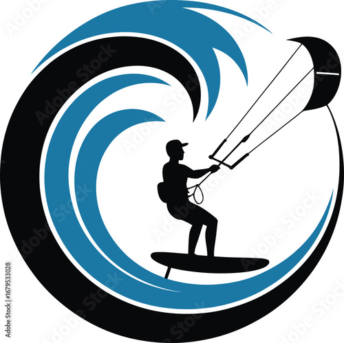 Kitesurfing Silhouette Wave Rider Kiteboarder Water Sport Ocean Adventure Extreme Recreation Aquatic Activity