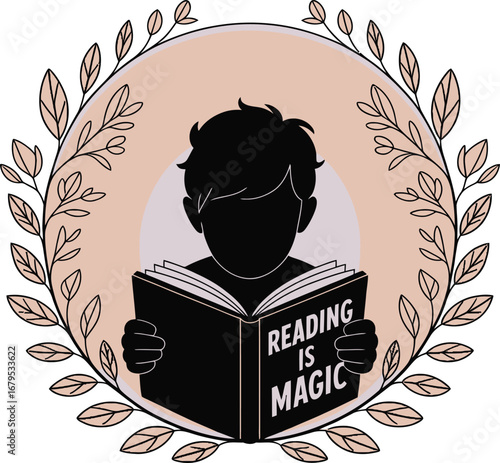 Reading is Magic Icon Bookworm Silhouette Knowledge Seeker Literary Pursuit Educational Illustration Learning Concept Reader