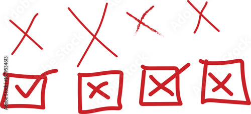Checkmark and Cross Mark Symbols for Validation and Rejection Concept Design Illustration