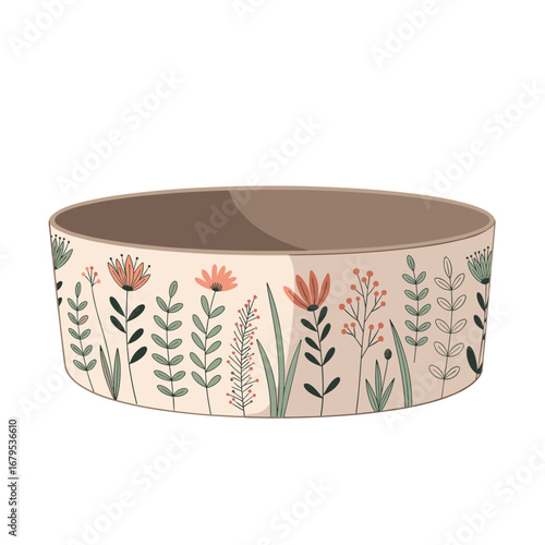 Decorative round storage container with floral pattern