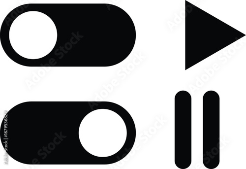 On Off Toggle Switch Button Play Pause Sign Vector Icon Illustration for Digital Interface