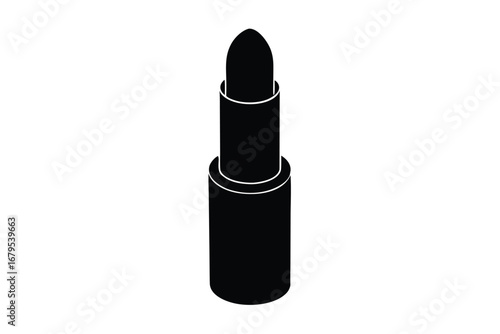 Simple black lipstick in a tube isolated on a white background