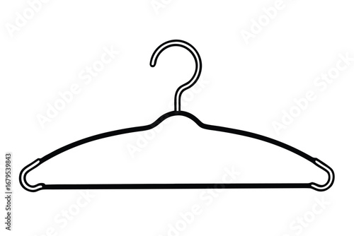 A simple black and white line drawing of a clothes hanger