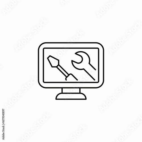 monitor wrench screwdriver icon sign vector