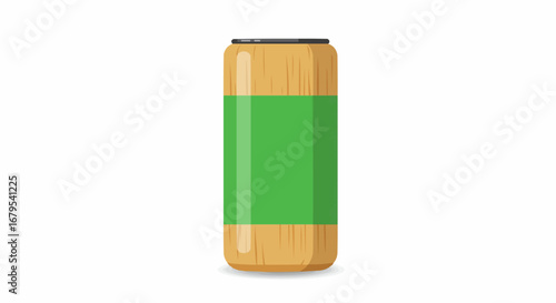 Brown and green cylindrical can, standing upright on an isolated white background.