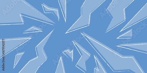 Geometric background. Abstract pattern of broken glass. Glass in blue color. Comic and cartoon style