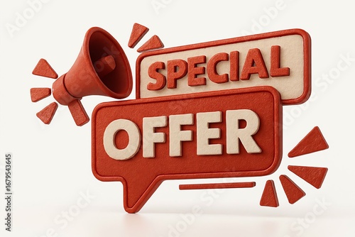 Wallpaper Mural Red megaphone announcing special offer with speech bubbles Torontodigital.ca