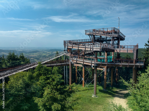 The wooden construction of skywalk in Pustevny in Beskid Mountains, Czech Republic