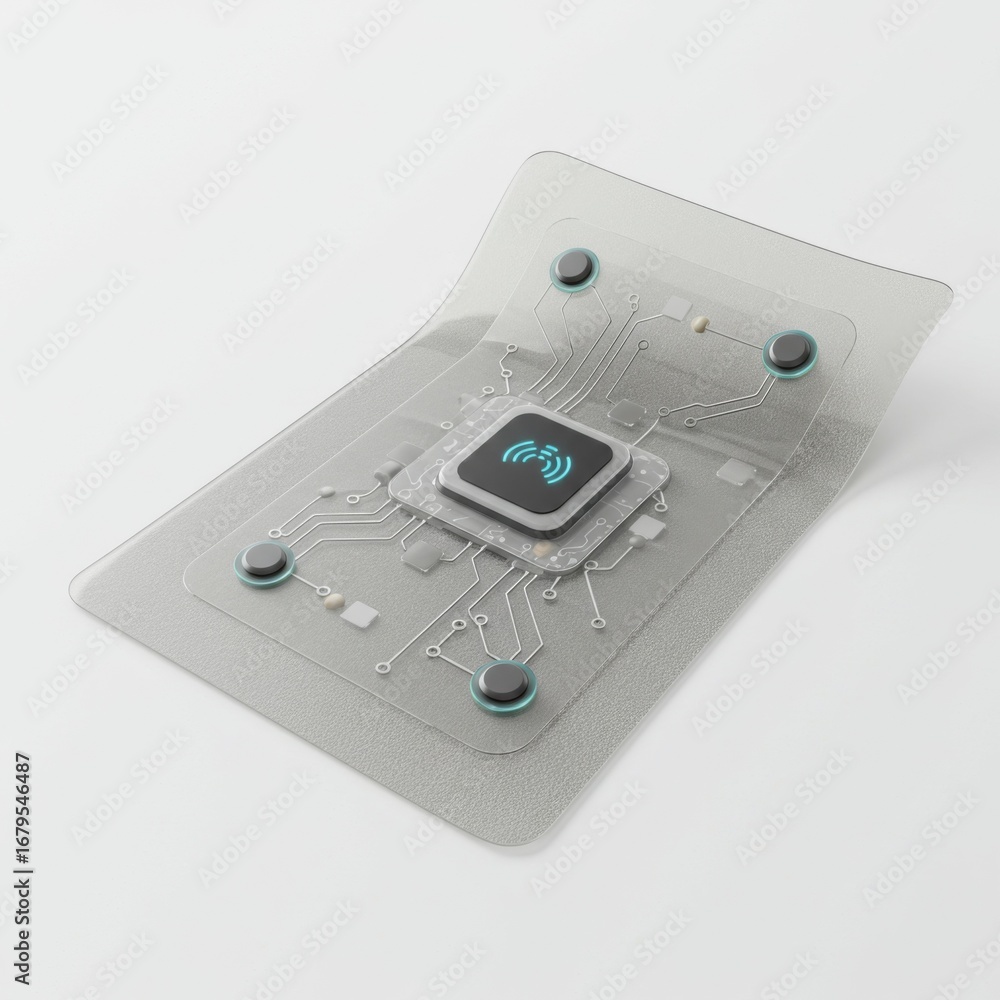 Fototapeta premium Detailed Macro Shot of a CPU Microchip on a Circuit Board with Electronic Components