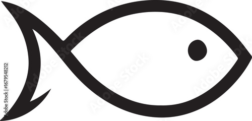 a simple black silhouette of a fish on a clean background, perfect for various design purposes
