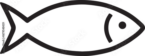 a simple black silhouette of a fish on a clean background, perfect for various design purposes