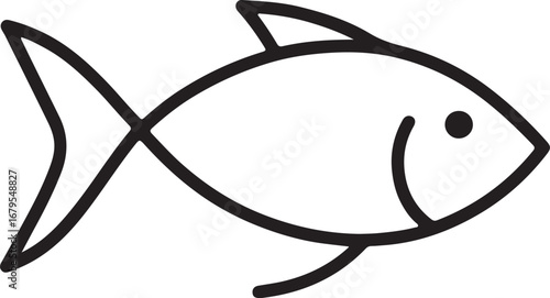 a simple black silhouette of a fish on a clean background, perfect for various design purposes