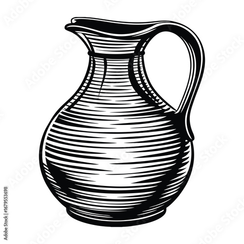 A simple black-and-white jug silhouette, featuring clean curves and a classic handle, symbolizing elegance, tradition, and timeless household utility in minimal style.
