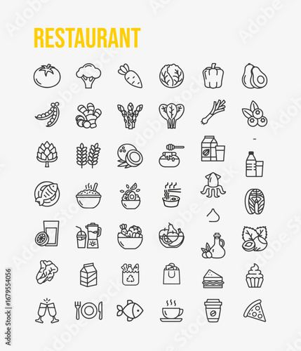 Restaurant Food and Drink Icon Set