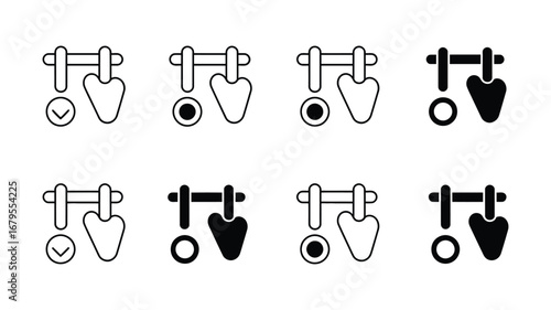 Vector art of set of door lock icons for security and access control in a simple and minimal style