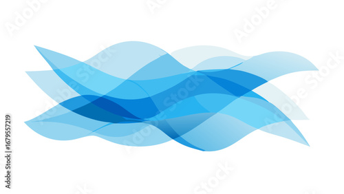 Abstract flowing waves of translucent blue and white creating a dynamic and modern artistic composition
