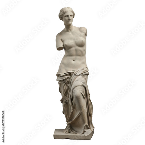 Ancient greek marble statue of venus de milo goddess of love and beauty transparent background