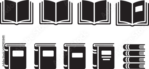 A Collection of Book Icons: Representing Learning, Reading, Education, and Knowledge in Various Forms