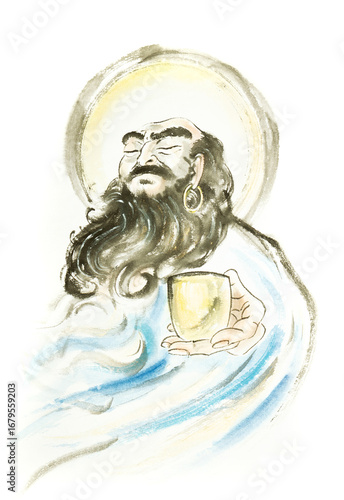 Bodhidharma with a bowl