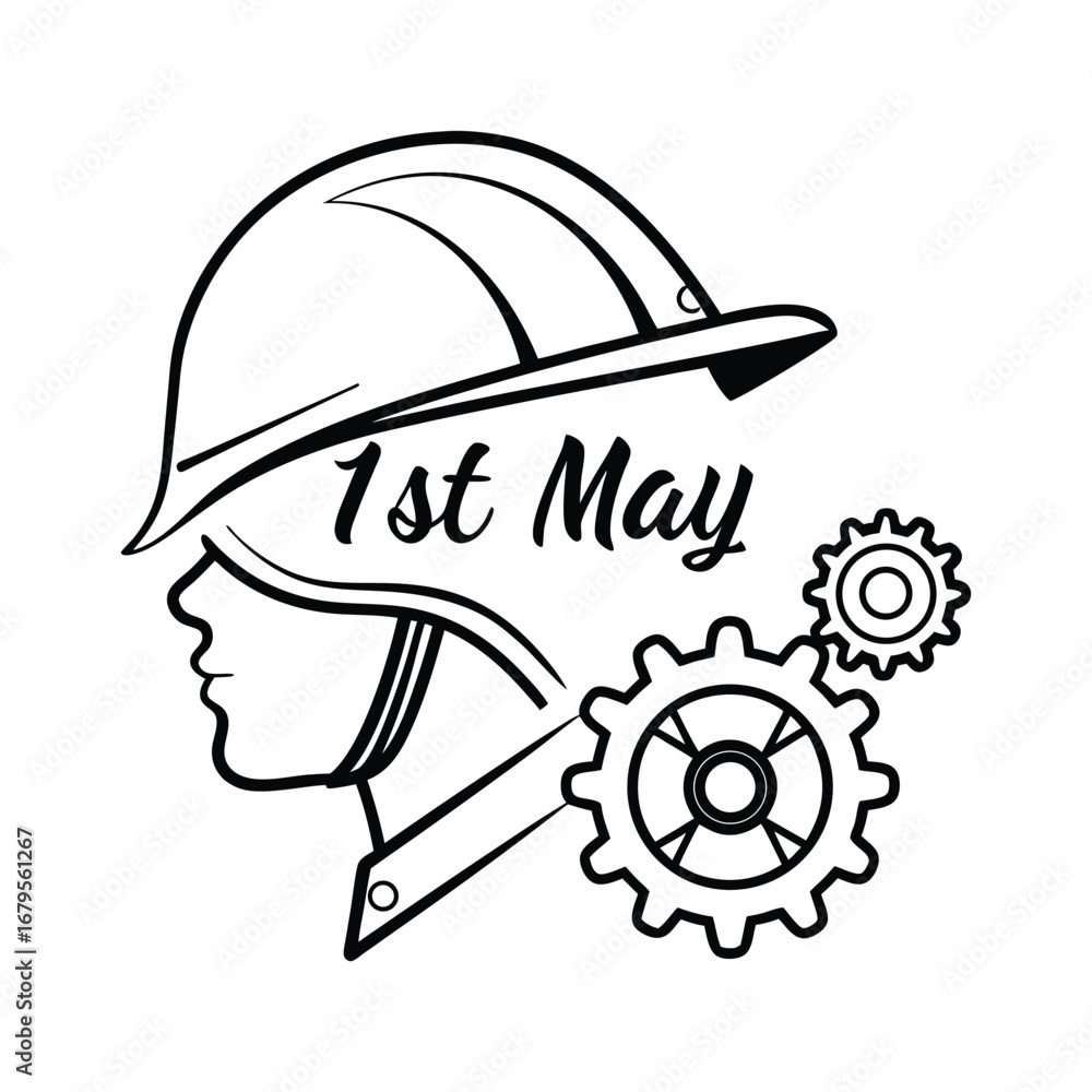 Fototapeta premium Bold Labour Day Typography Vector Design Collection with Tools and Gear Icons