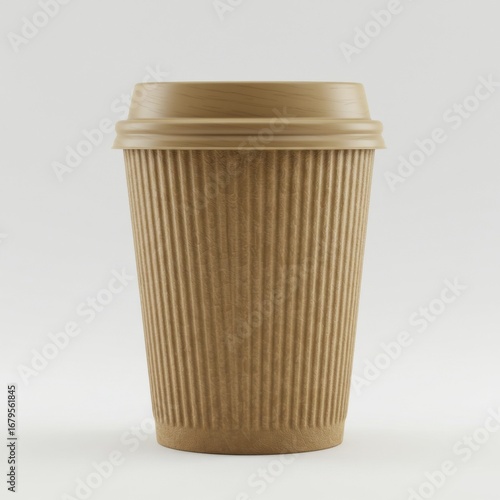 Wallpaper Mural Brown Paper Coffee Cup with Lid on White Background in Studio Lighting Torontodigital.ca