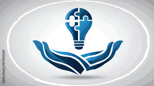 Abstract lightbulb puzzle icon