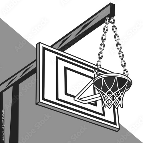 Vector art of basketball hoop and backboard