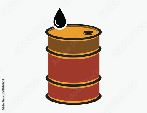 Brown and orange oil barrel with a drop illustration