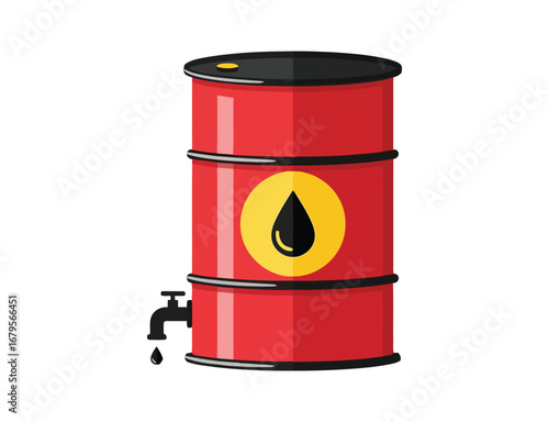 Red oil barrel with a black tap illustration