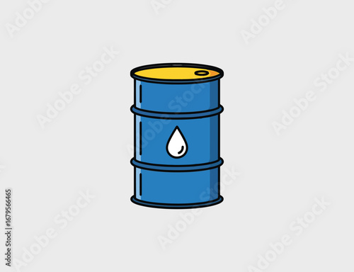 Blue oil barrel with a white drop