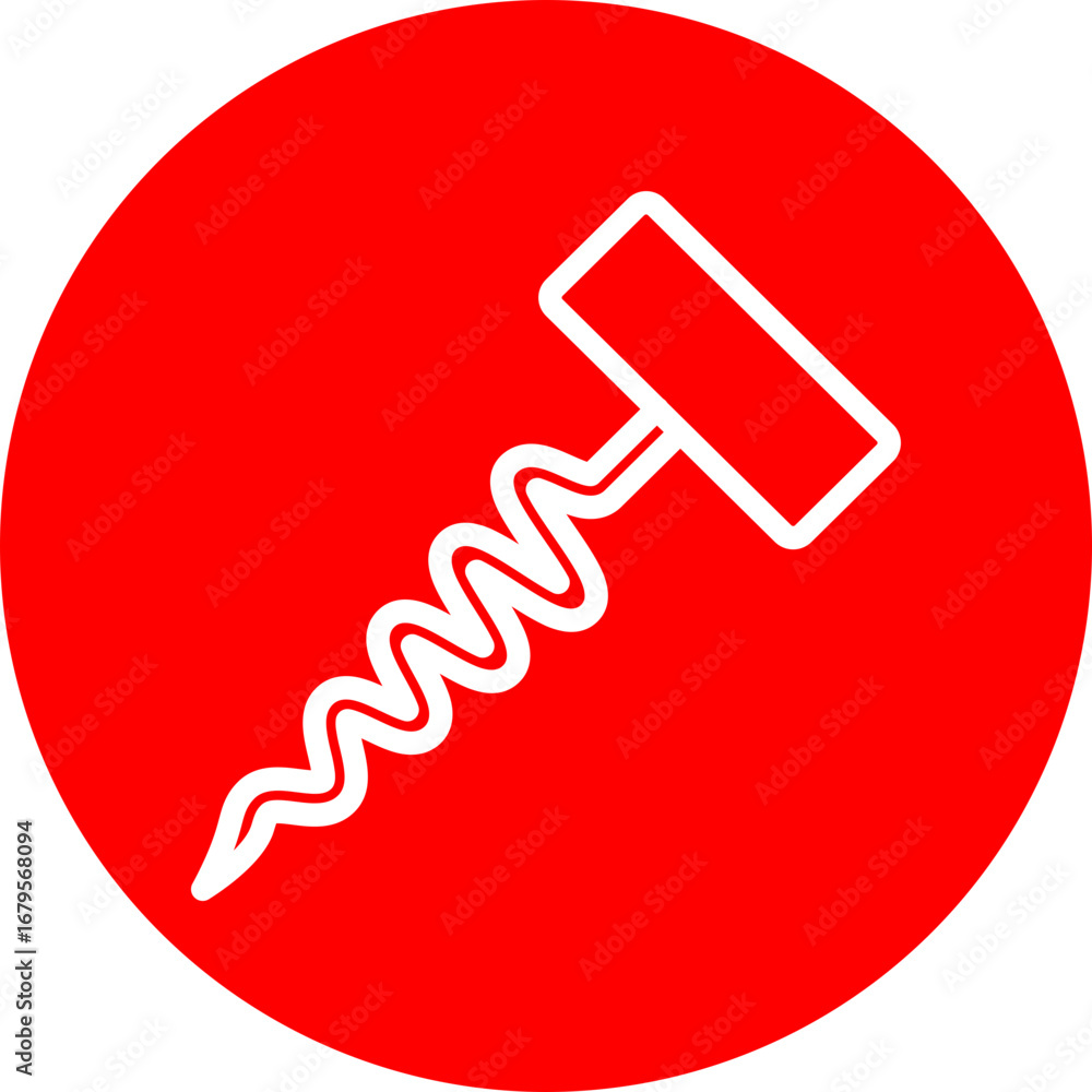 Fototapeta premium Corkscrew Vector Line White Circle Red Icon Design