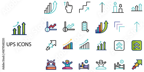 UPS simple concept 24 color icons set .Vector illustration.