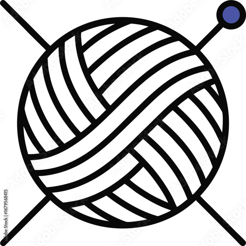 Outline icon of a ball of yarn with knitting needles 