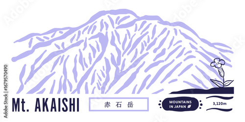 リンドウ（アカイシリンドウ）の花咲く赤石岳。日本の南アルプス国立公園の赤石山脈の景色。Gentian flowers bloom on Mount Akaishi. View of the Akaishi Mountain Range in the Southern Alps National Park, Japan.